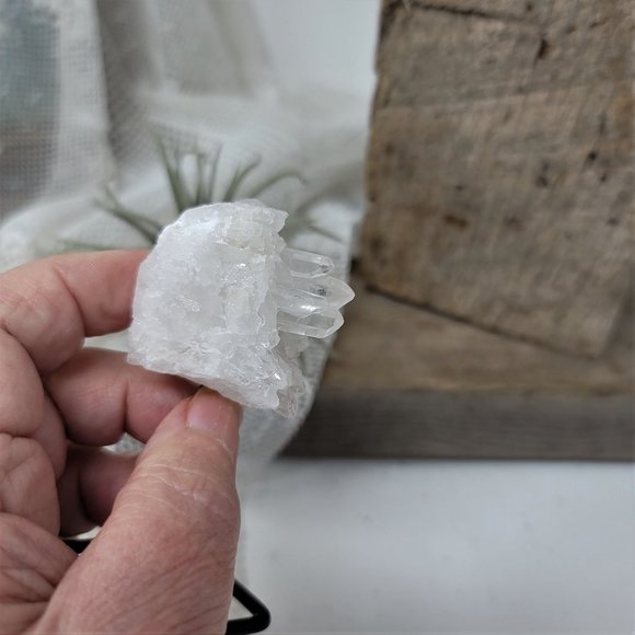 Genuine Crystal Quartz Point Cluster Metal Modern Stand - Picture 3 of 10